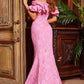 Jovani 23847 Floral Off The Shoulder Brocade Fitted Gown - Special Occasion/Curves