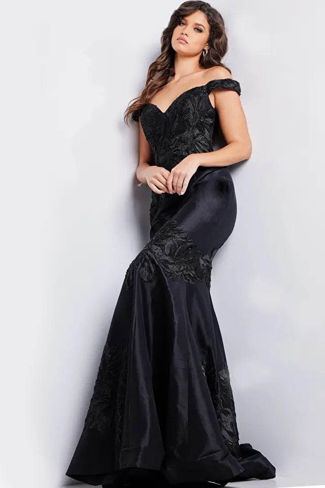 Jovani 23928 Embroidered Off Shoulder Mermaid Dress - Special Occasion/Curves