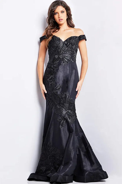 Jovani 23928 Embroidered Off Shoulder Mermaid Dress - Special Occasion/Curves