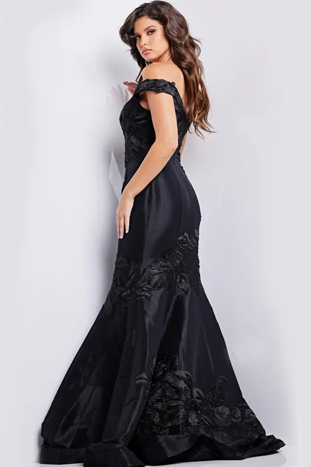 Jovani 23928 Embroidered Off Shoulder Mermaid Dress - Special Occasion/Curves