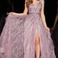 Jovani 24000 Beaded Tulle A-Line Leg Feather Ballgown - Special Occasion