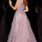 Jovani 24000 Beaded Tulle A-Line Leg Feather Ballgown - Special Occasion