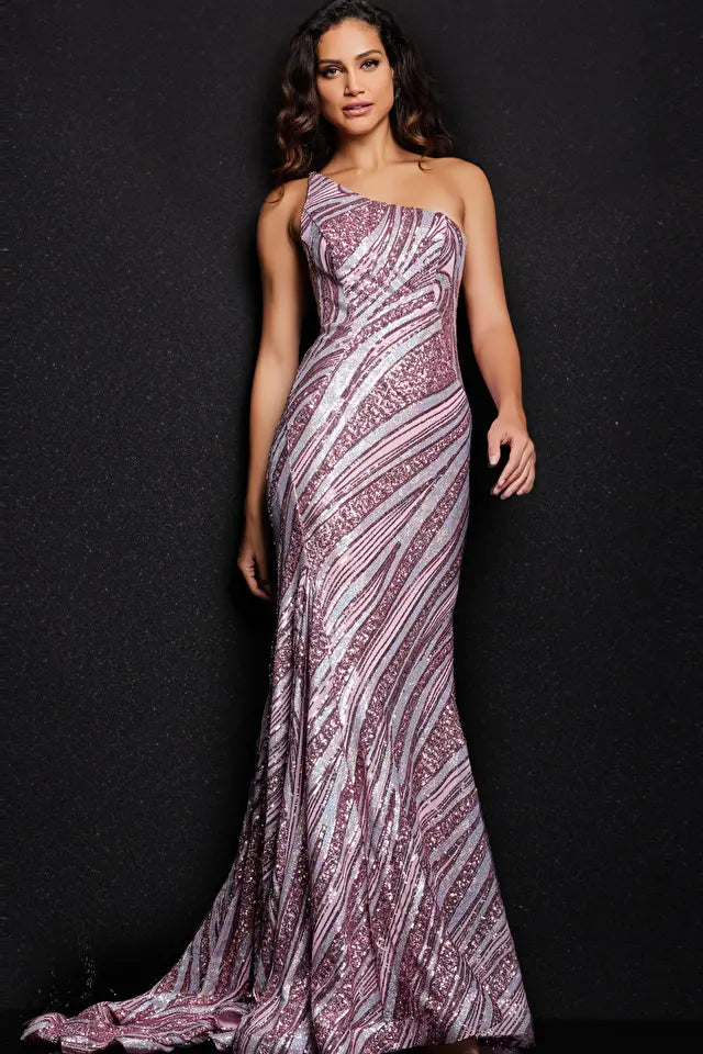 Jovani 24031 Sequin One Shoulder Mermaid Dress - Special Occasion/Curves