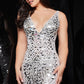 Jovani 24272 Off White Silver Fitted V-Neck Short Dress