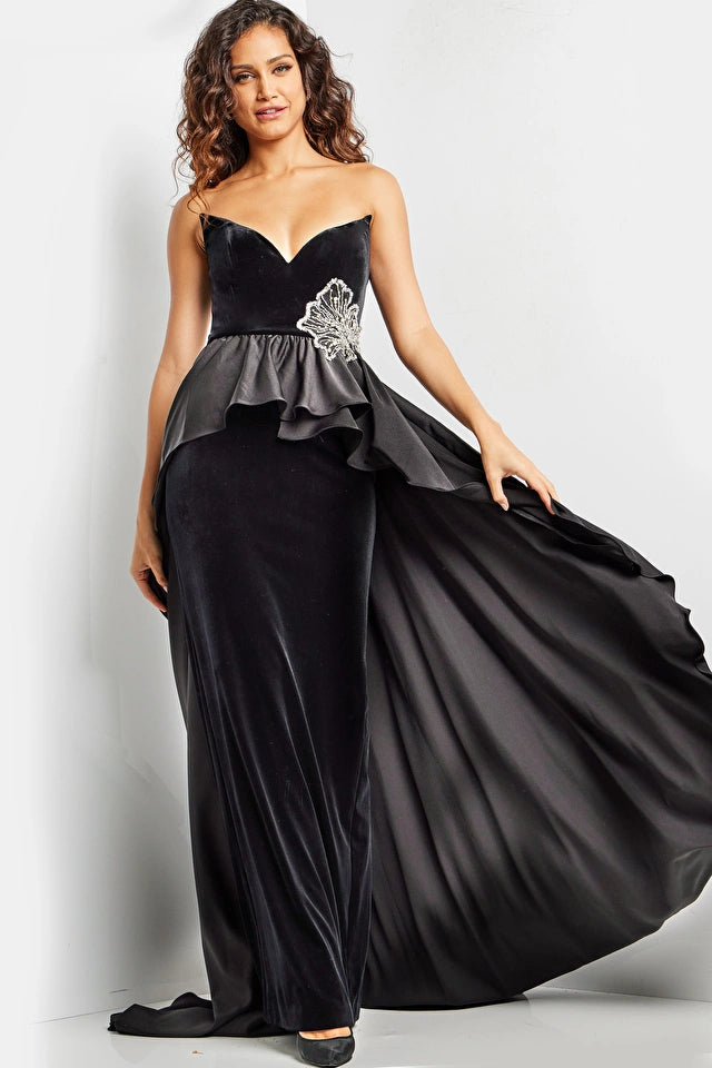 Jovani 24631 Velvet Strapless V-Neckline Dress - Special Occasion