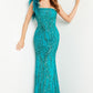 Jovani 25690 Embellished Feather One Shoulder Dress - Special Occasion/Curves