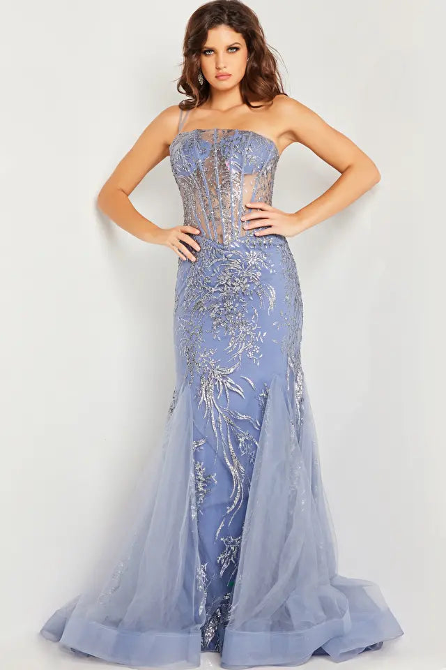 Jovani 26112 One Shoulder Glitter Mermaid Dress - Special Occasion