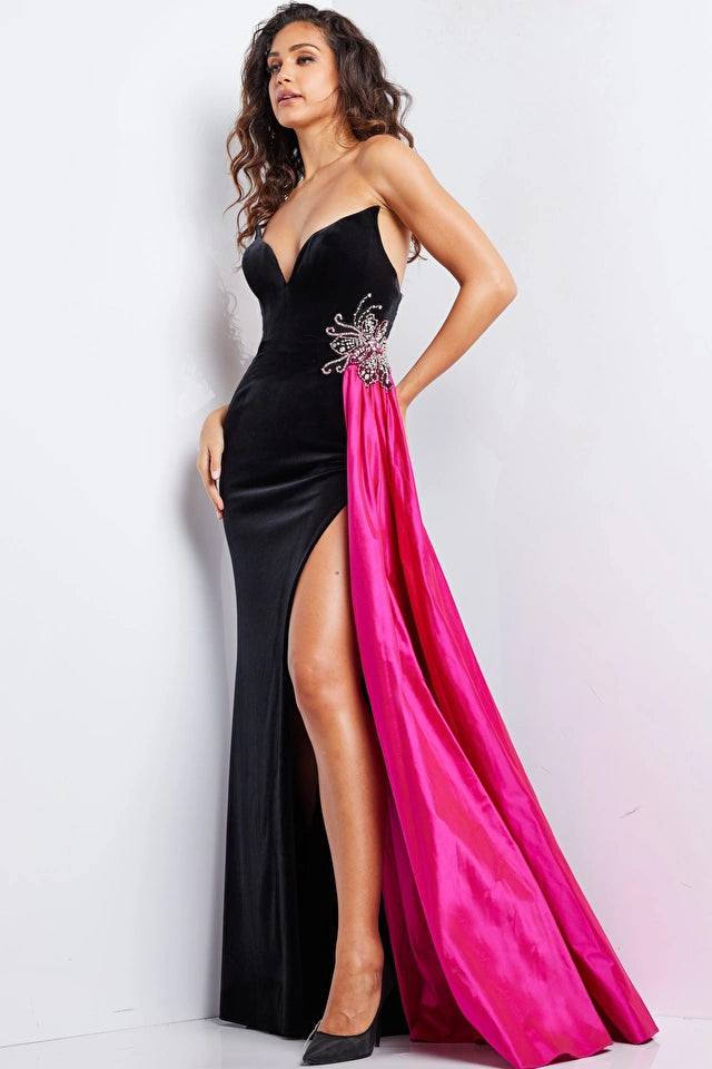 Jovani 26117 Strapless Velvet Sheath Gown - Special Occasion