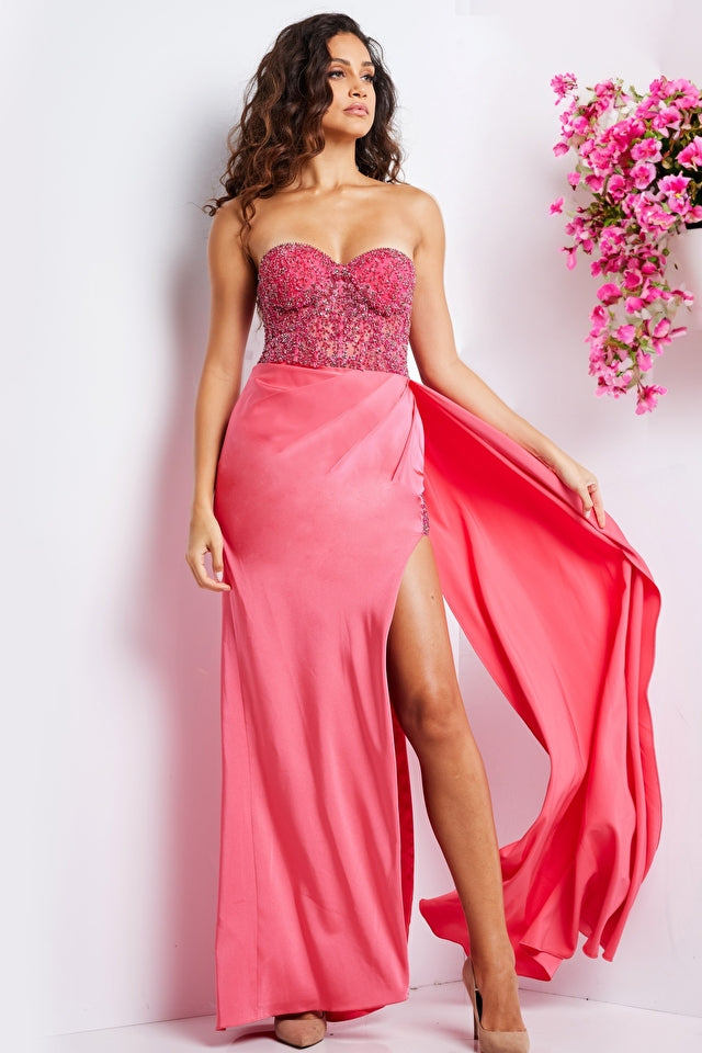 Jovani 26165 Strapless Sweetheart Leg Slit Dress - Special Occasion