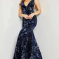 Jovani 32581 Velvet V-Neckline Mermaid Dress - Special Occasion/Curves