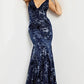 Jovani 32581 Velvet V-Neckline Mermaid Dress - Special Occasion/Curves