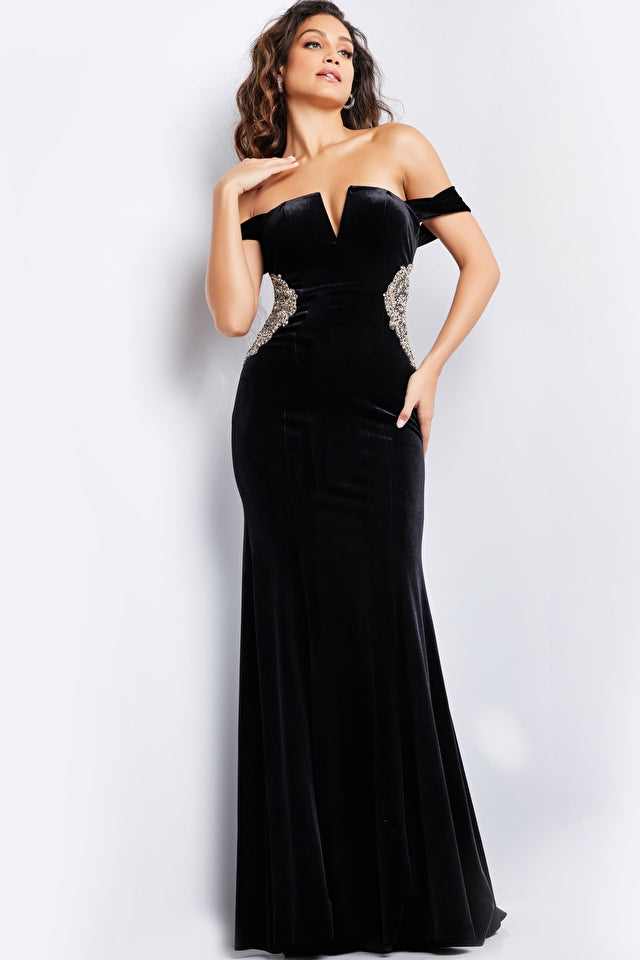 Jovani 36733 Off The Shoulder Velvet Dress - Special Occasion