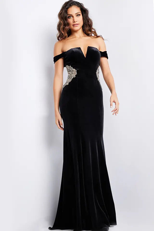 Jovani 36733 Off The Shoulder Velvet Dress - Special Occasion