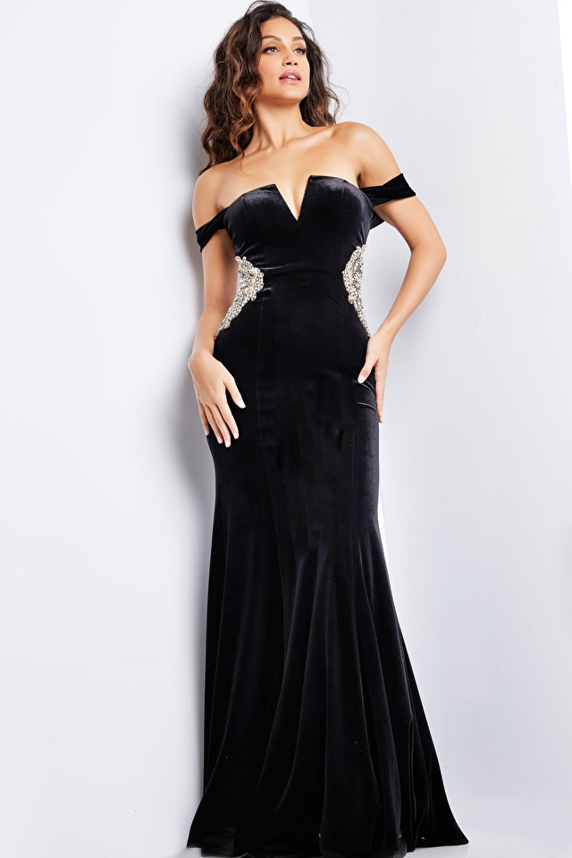 Jovani 36733 Off The Shoulder Velvet Dress - Special Occasion