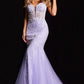 Jovani 37414 Embroidery V-Neckline Mermaid Gown - Special Occasion/Curves