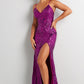 Jovani 38337 Embellished Sheath High Slit Dress - Special Occasion/Curves