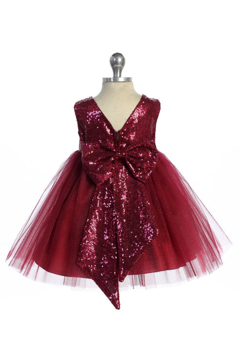 AS498B Kids Dream - Matching Sequins V Back & Bow Baby Dress