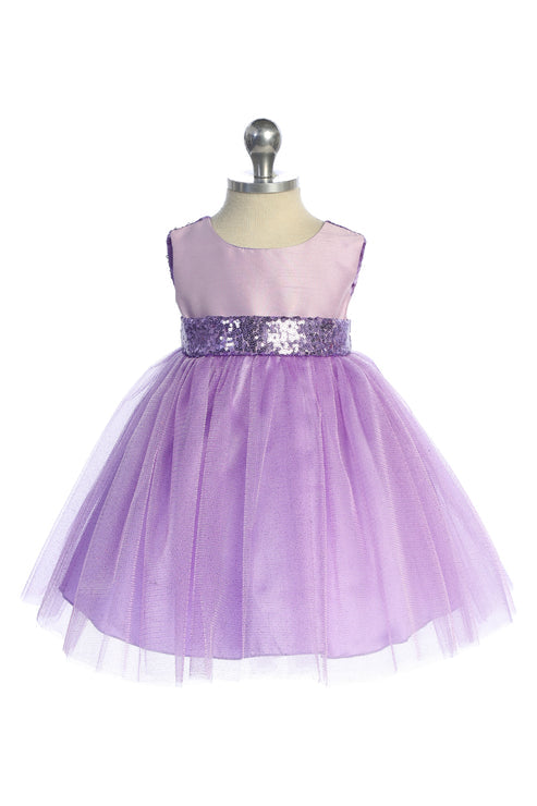 AS498B Kids Dream - Matching Sequins V Back & Bow Baby Dress