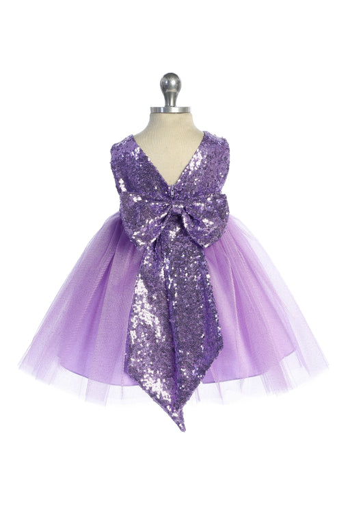 AS498B Kids Dream - Matching Sequins V Back & Bow Baby Dress