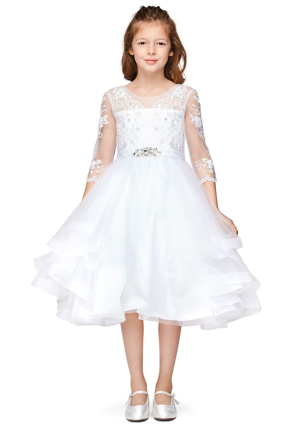 Lace Bodice A-Line Girl Party Dress by Cinderella Couture USA AS5075N