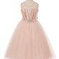 Satin Illusion Neckline Pleated Tulle Girl Party Dress by Cinderella Couture USA AS5076N