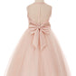 Satin Illusion Neckline Pleated Tulle Girl Party Dress by Cinderella Couture USA AS5076N