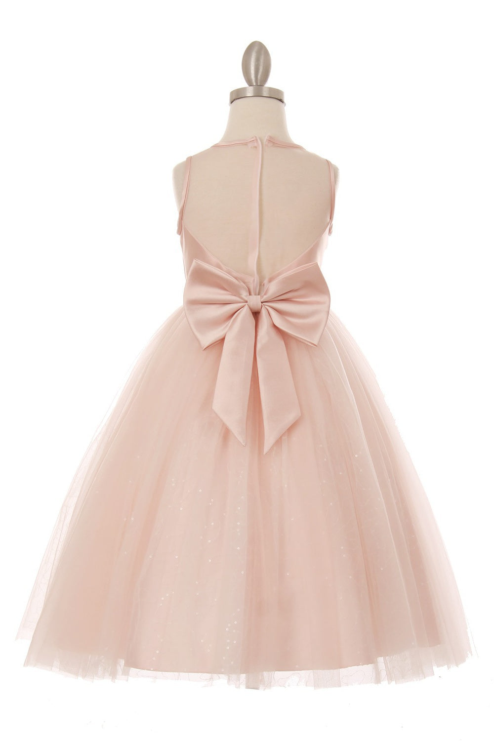 Satin Illusion Neckline Pleated Tulle Girl Party Dress by Cinderella Couture USA AS5076N