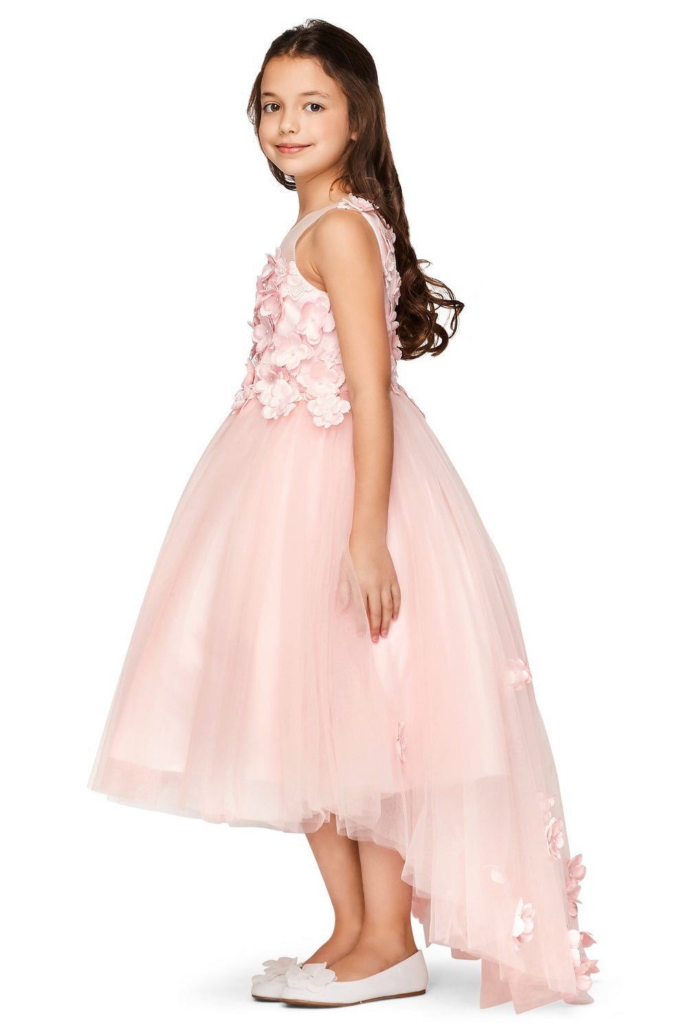 Beautiful 3D Flower Lace Girl Party Dress by Cinderella Couture USA AS5077N