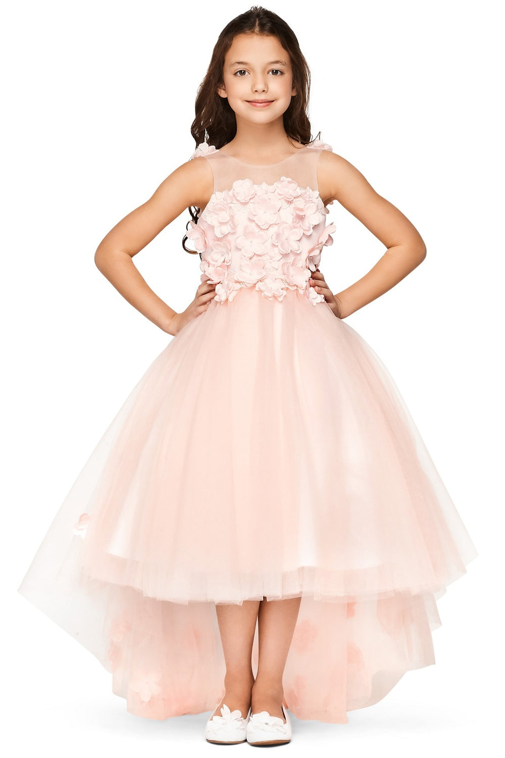 Beautiful 3D Flower Lace Girl Party Dress by Cinderella Couture USA AS5077N