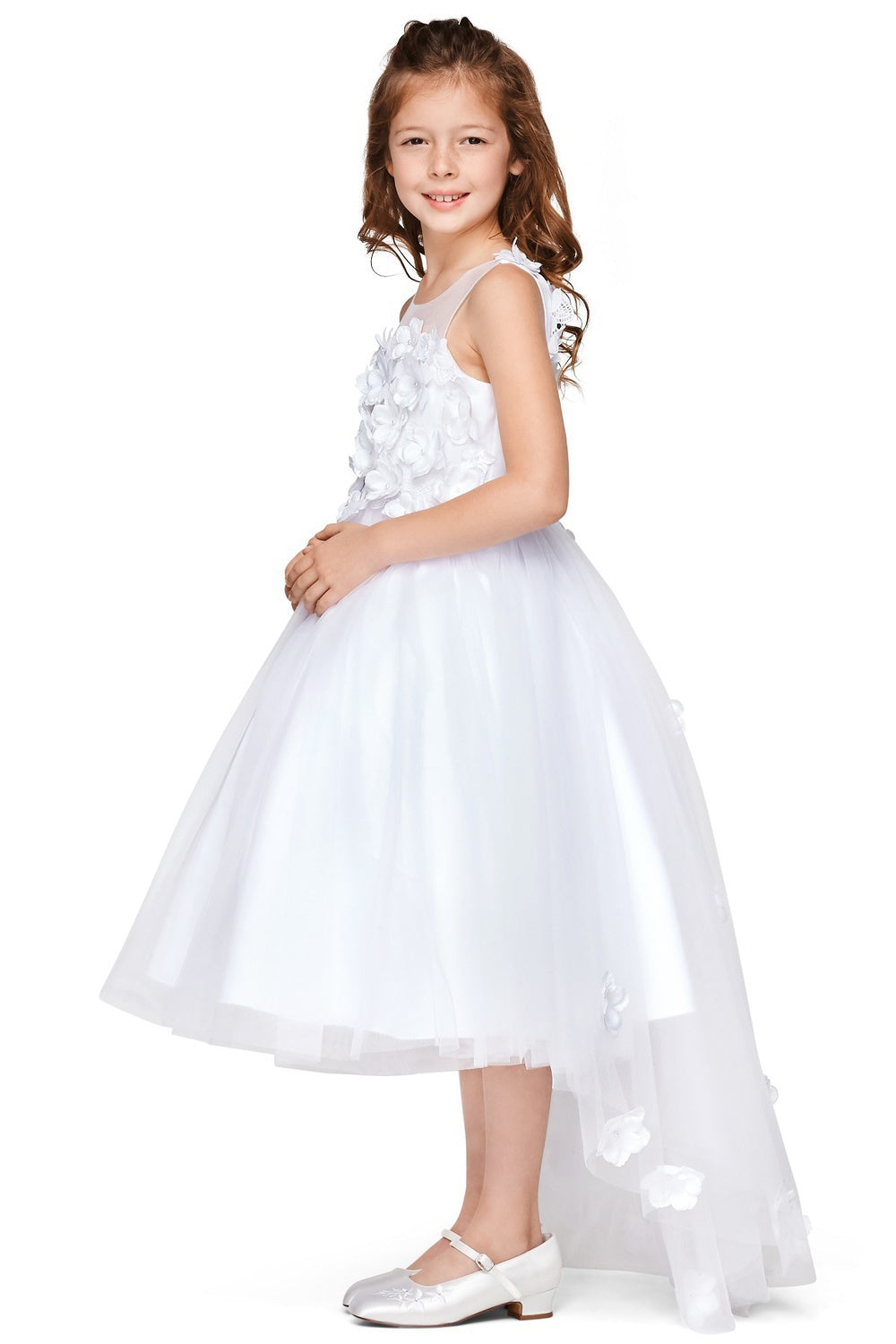 Beautiful 3D Flower Lace Girl Party Dress by Cinderella Couture USA AS5077N