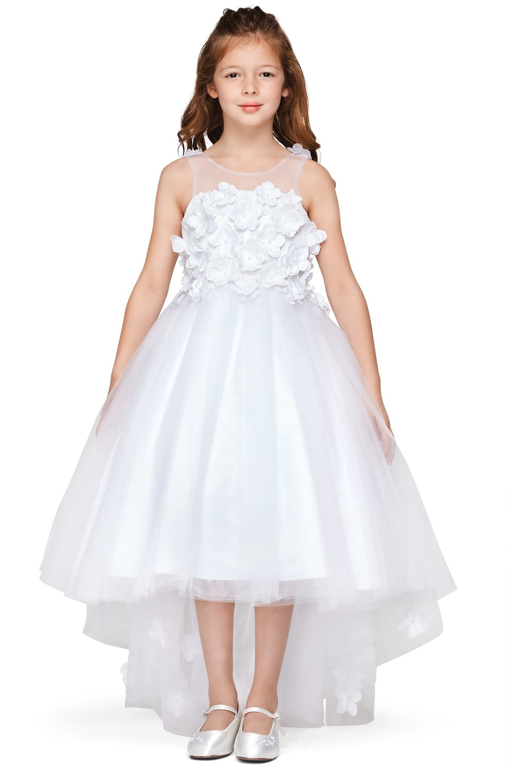 Beautiful 3D Flower Lace Girl Party Dress by Cinderella Couture USA AS5077N