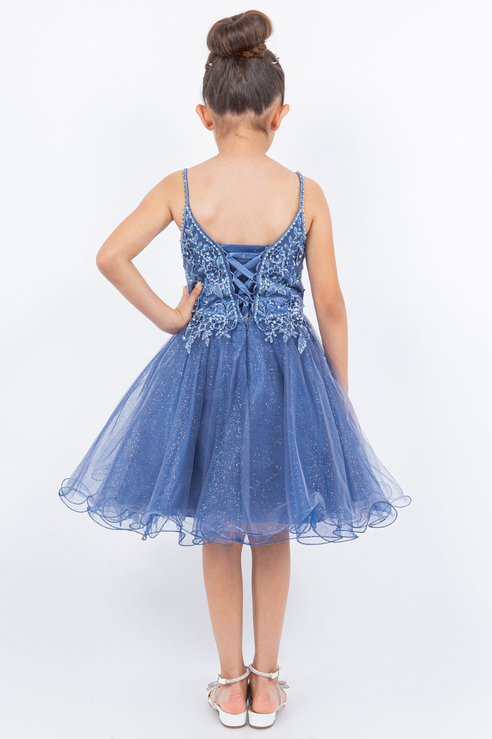 Embroidery Sparkly Tulle A-Line Girl Party Dress by Cinderella Couture USA AS5112