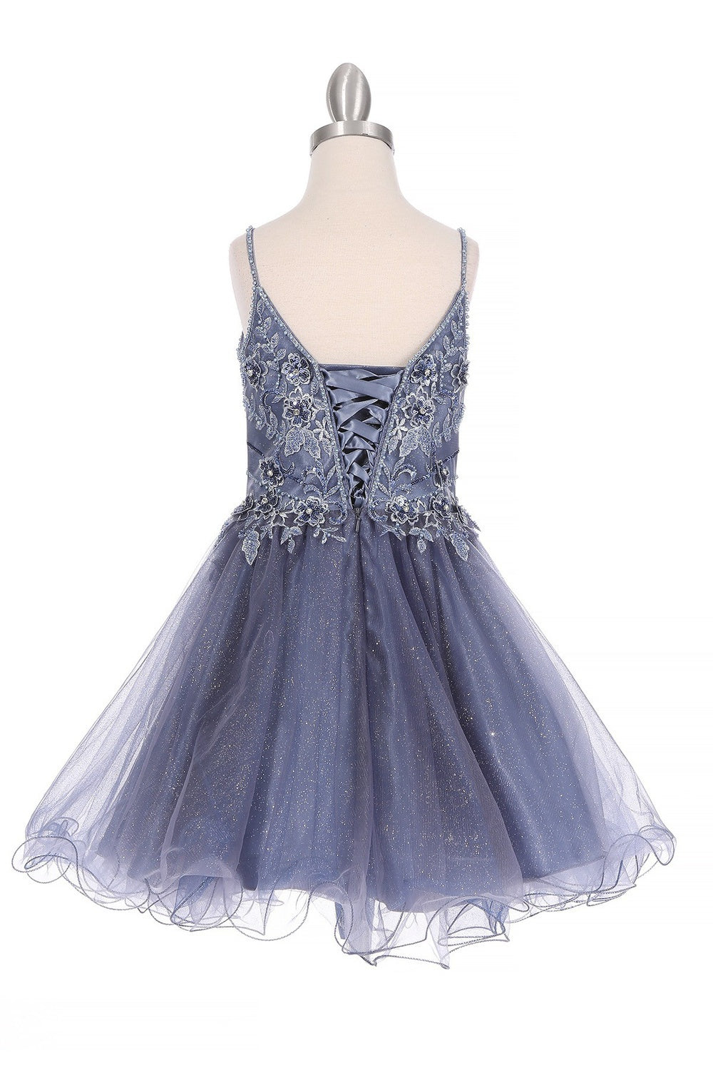 Embroidery Sparkly Tulle A-Line Girl Party Dress by Cinderella Couture USA AS5112