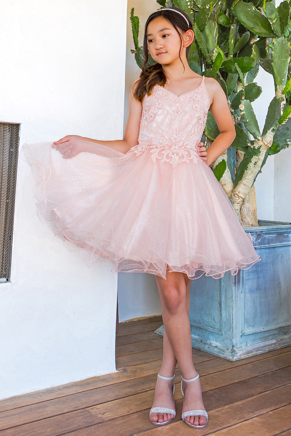 Embroidery Sparkly Tulle A-Line Girl Party Dress by Cinderella Couture USA AS5112