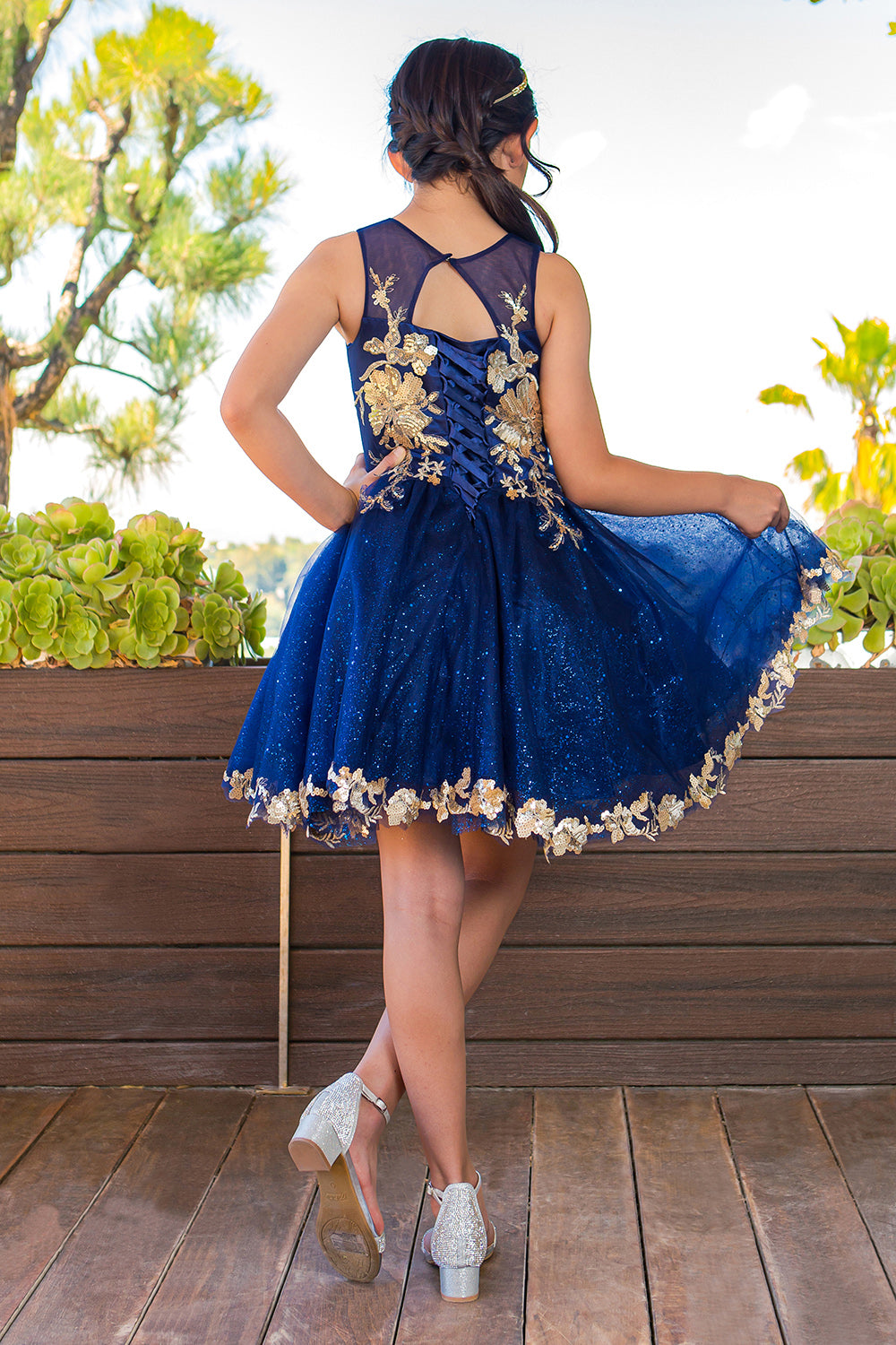 Satin Glittered Tulle Girl Party Dress by Cinderella Couture USA AS5121