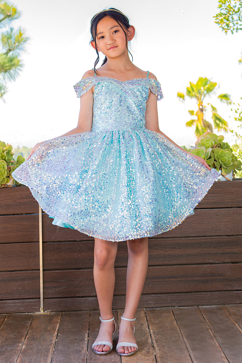 Sequin Off Shoulder Girl Party Dress by Cinderella Couture USA AS5122