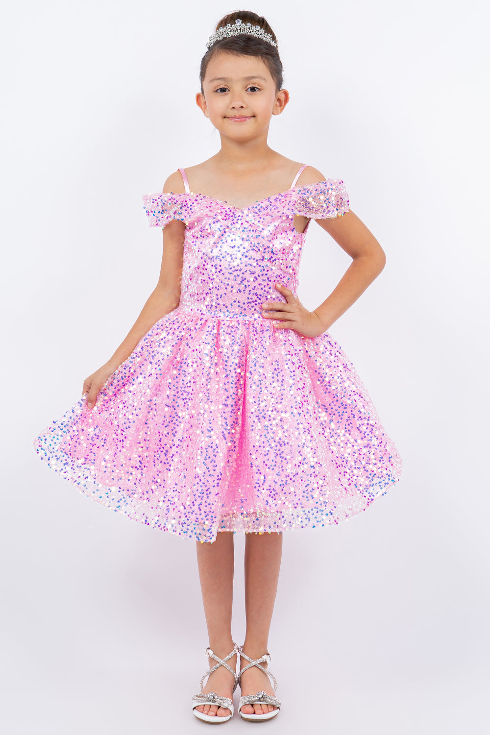 Sequin Off Shoulder Girl Party Dress by Cinderella Couture USA AS5122