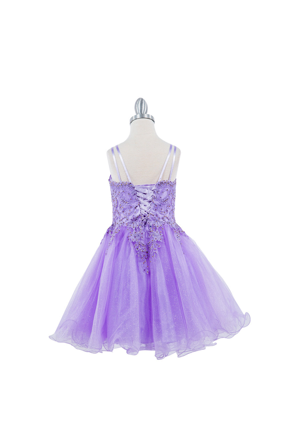 Embroidered Spaghetti Tulle Girl Party Dress by Cinderella Couture USA AS5125