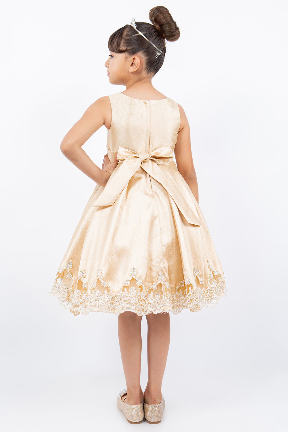 Beautiful Satin Laser Cut Flower Girl Dress by Cinderella Couture USA AS5127