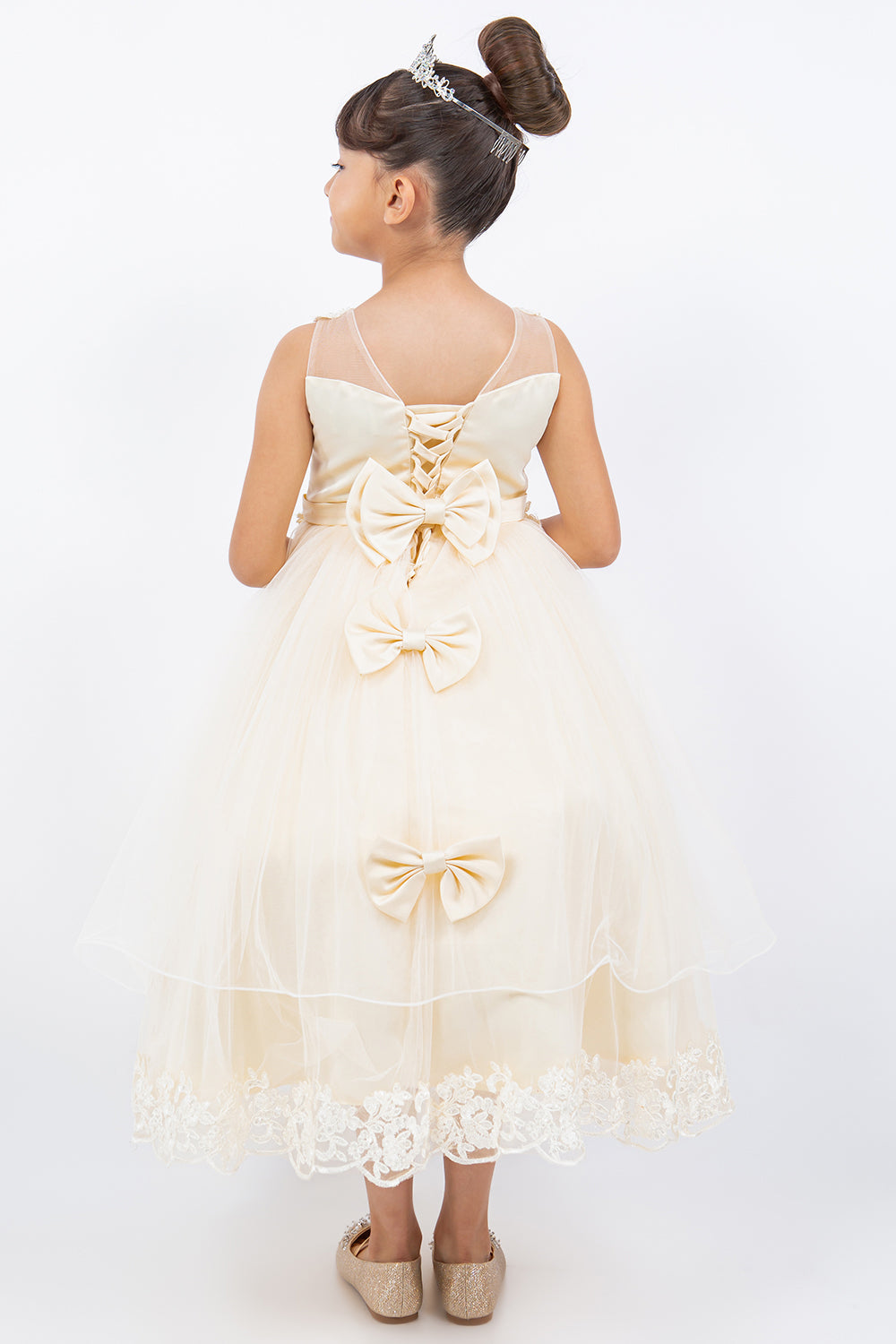 Illusion Top Lace Tulle Flower Girl Dress by Cinderella Couture USA AS5129