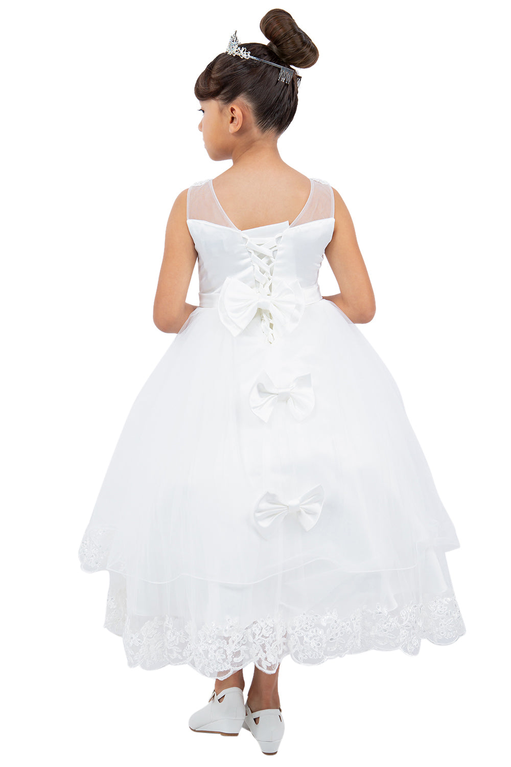 Illusion Top Lace Tulle Flower Girl Dress by Cinderella Couture USA AS5129