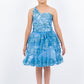 Glitter Flower One Shoulder Girl Party Dress by Cinderella Couture USA AS5132