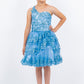 Glitter Flower One Shoulder Girl Party Dress by Cinderella Couture USA AS5132