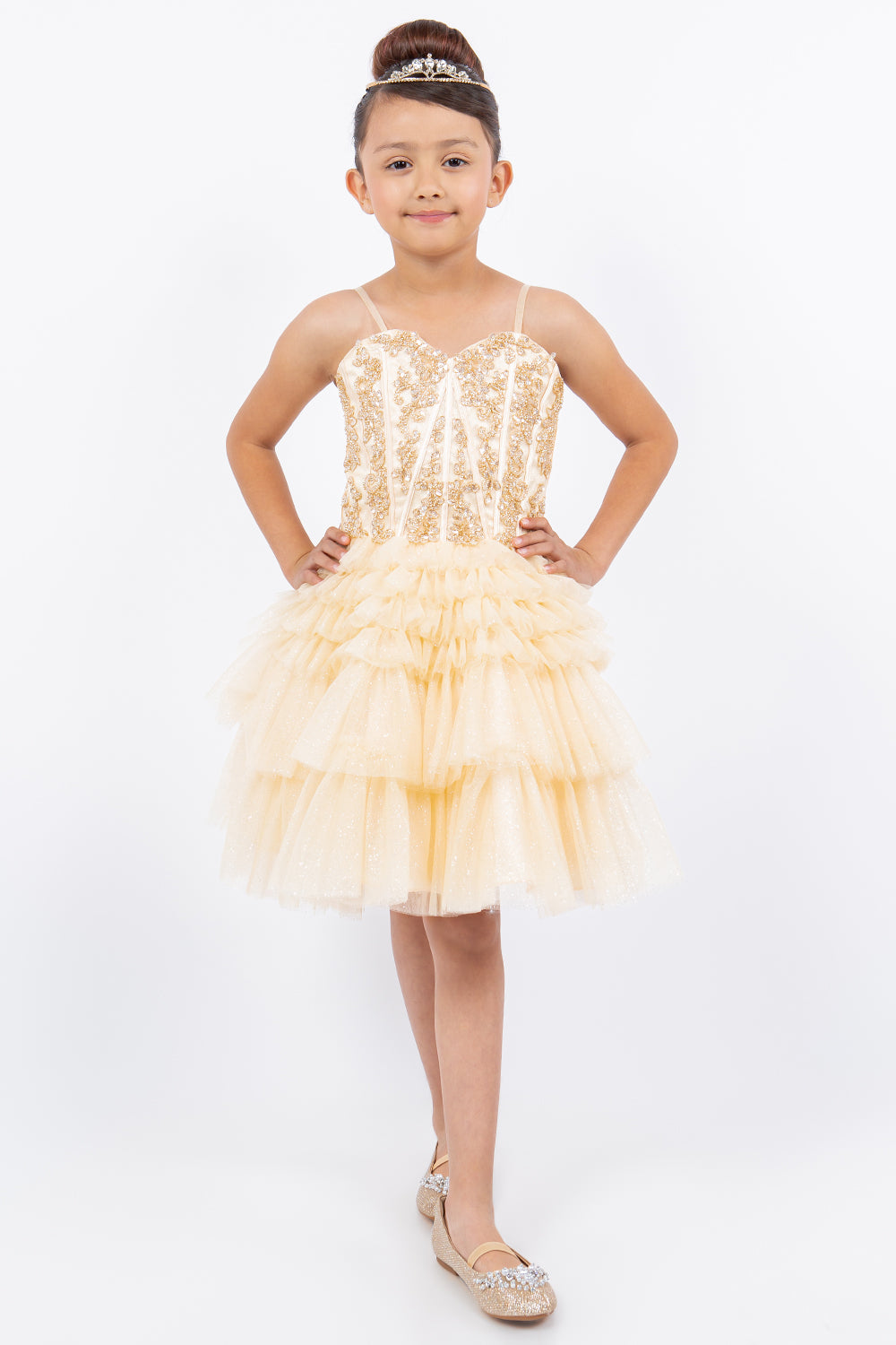 Glitter Corset A-Line Girl Party Dress by Cinderella Couture USA AS5133