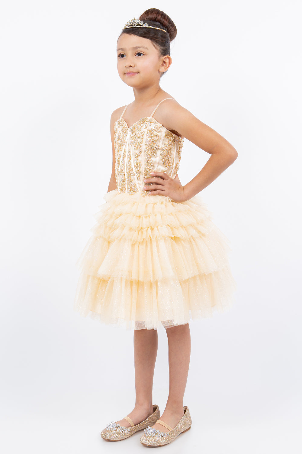 Glitter Corset A-Line Girl Party Dress by Cinderella Couture USA AS5133