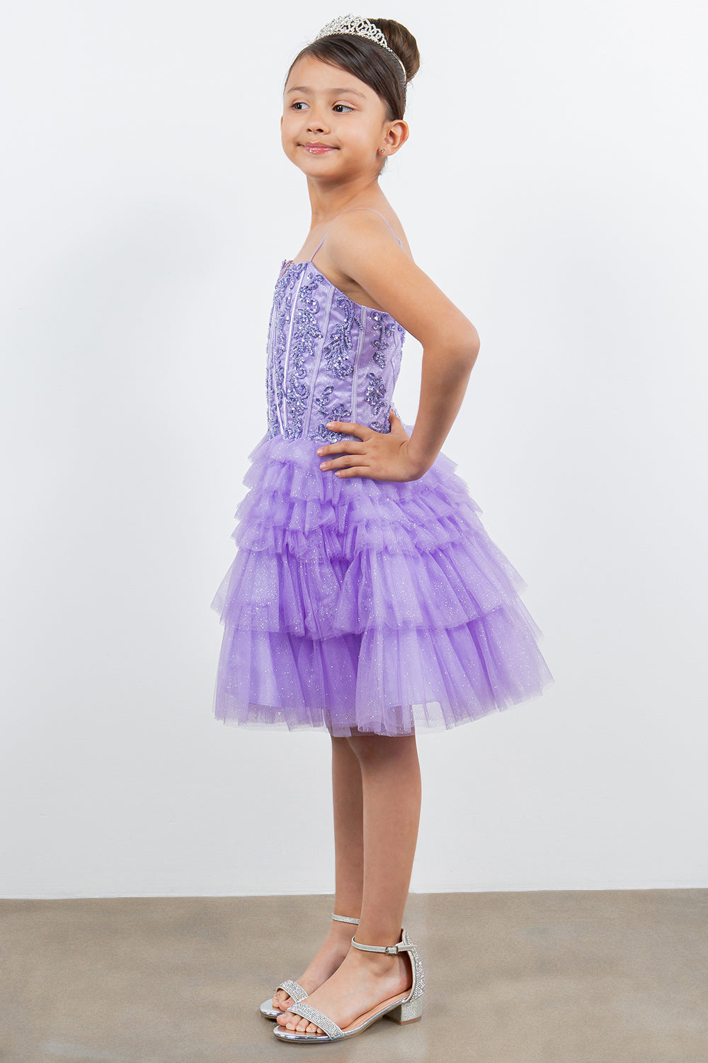 Glitter Corset A-Line Girl Party Dress by Cinderella Couture USA AS5133