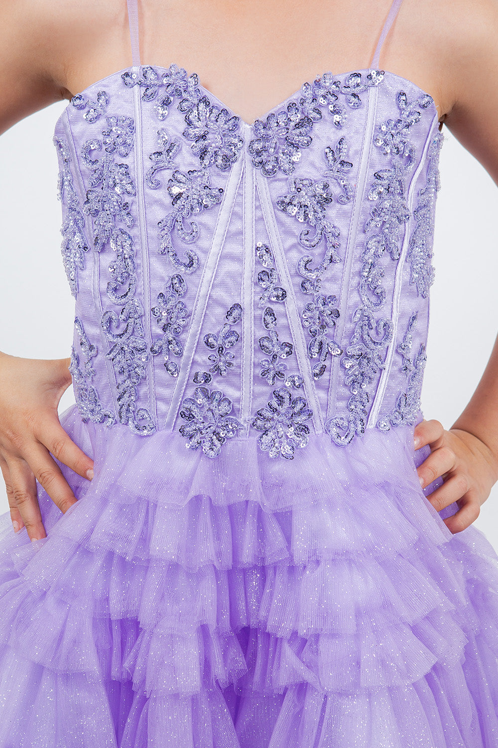 Glitter Corset A-Line Girl Party Dress by Cinderella Couture USA AS5133