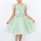 Glittter Flower Shoulder Strap Girl Party Dress by Cinderella Couture USA AS5134