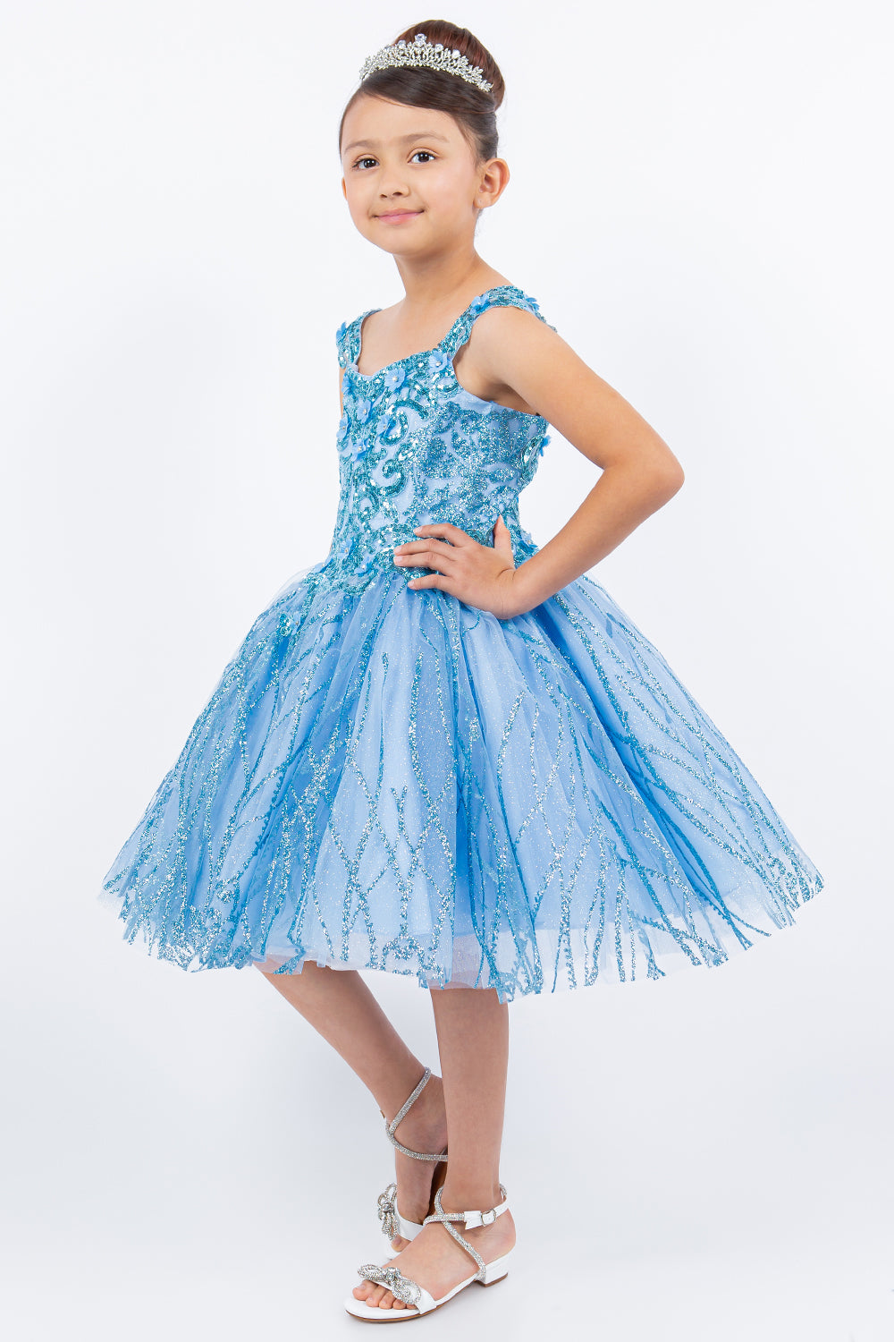 Embroidered Sequin Sweetheart Neckline Girl Party Dress by Cinderella Couture USA AS5136