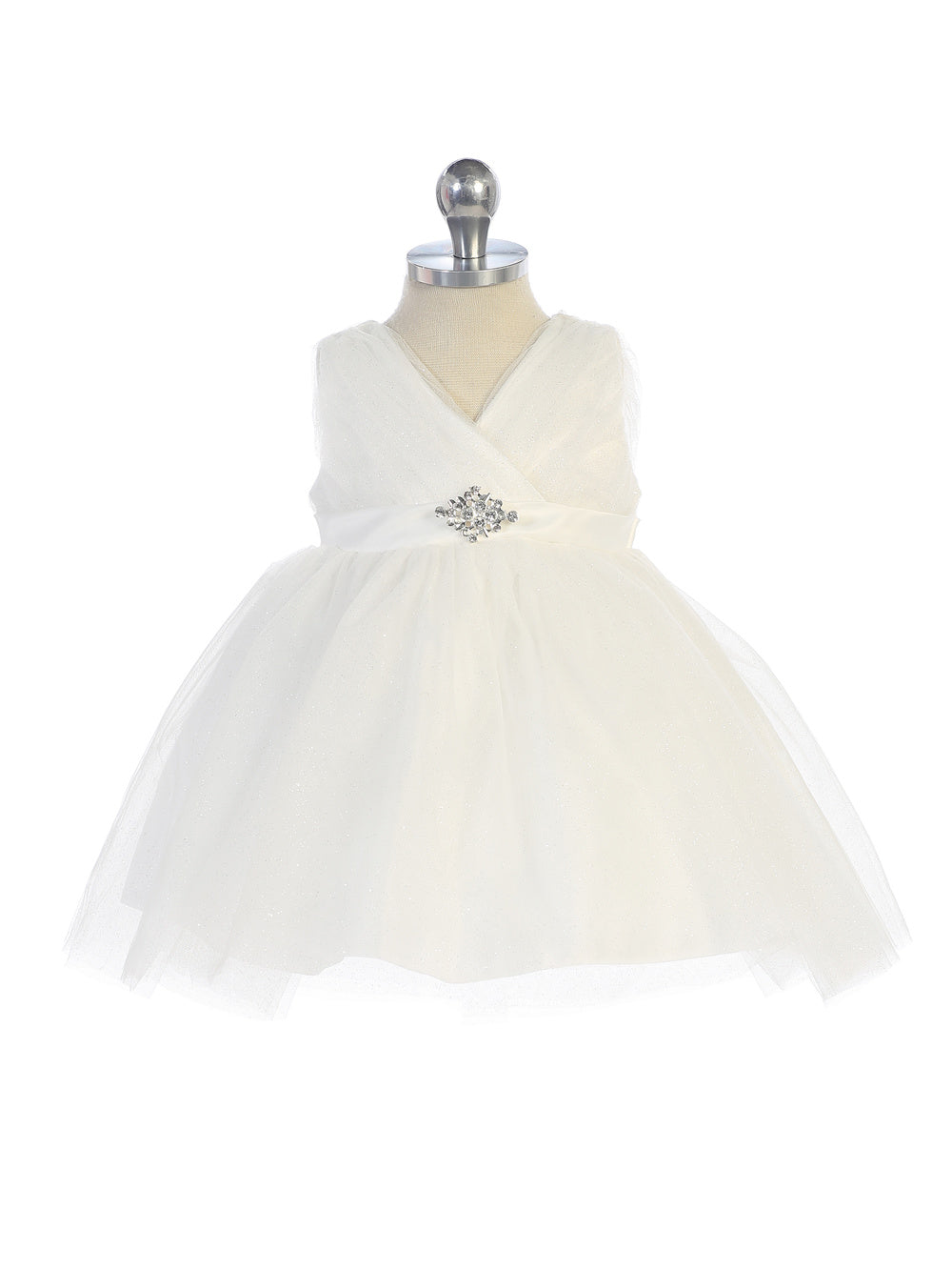 Baby Girl Glitter V Neck Tulle Dress by TIPTOP KIDS - AS5698S